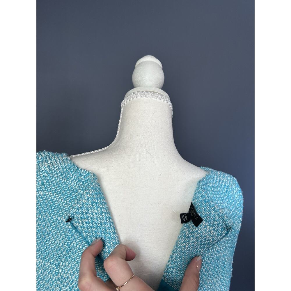Talbots Sleeveless Dress Teal Tweed Summer Spring Coastal Preppy Classic 12P - Picture 9 of 13